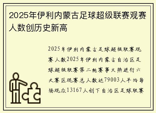 2025年伊利内蒙古足球超级联赛观赛人数创历史新高